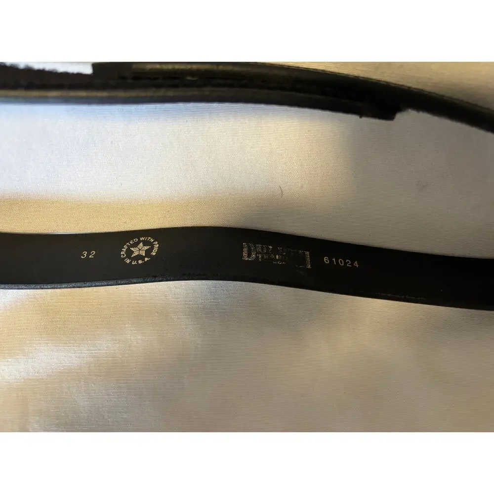 Duluth Trading Co Men's Black Leather Hook & Loop Belt Size 32 Crafted in USA
